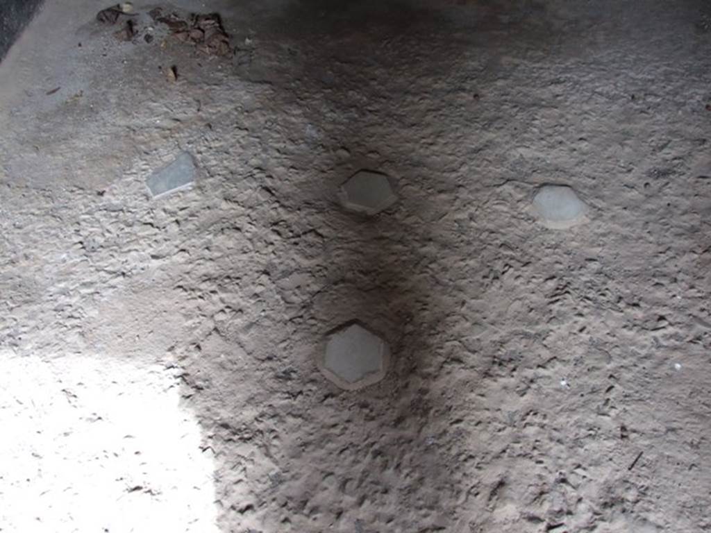 III.4.3 Pompeii. March 2009. Room 13. Marble inserts in floor.