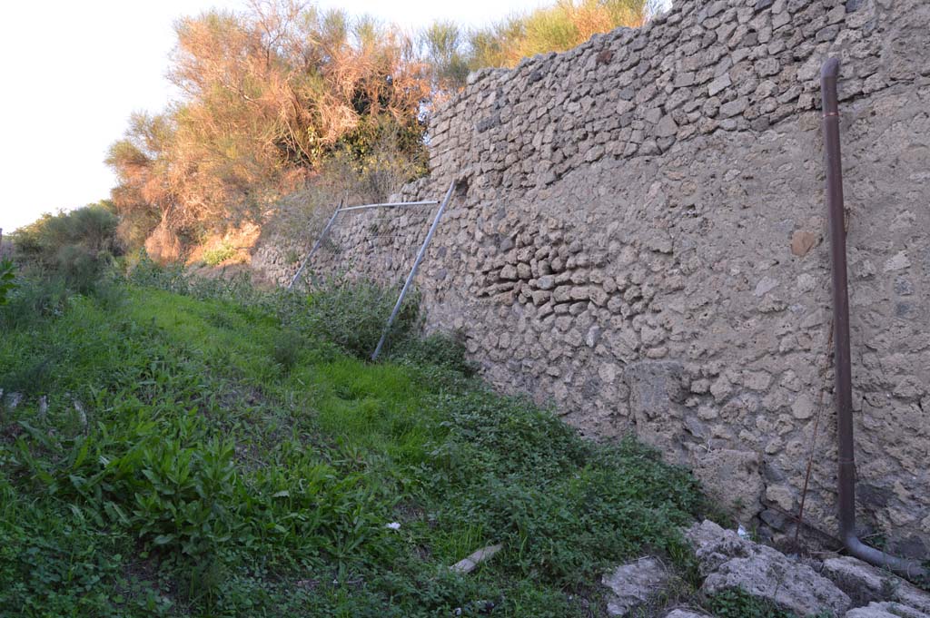 III.5.1 Pompeii, side wall, on right. October 2017. Looking towards east wall of unnamed vicolo between III.4, and III.5.
Foto Taylor Lauritsen, ERC Grant 681269 DÉCOR.
