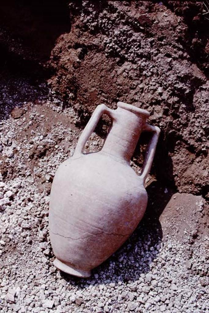 III.7 Pompeii. 1976. Pot found in the lapilli. Photo by Stanley A. Jashemski.
Source: The Wilhelmina and Stanley A. Jashemski archive in the University of Maryland Library, Special Collections (See collection page) and made available under the Creative Commons Attribution-Non Commercial License v.4. See Licence and use details.
J76f0430