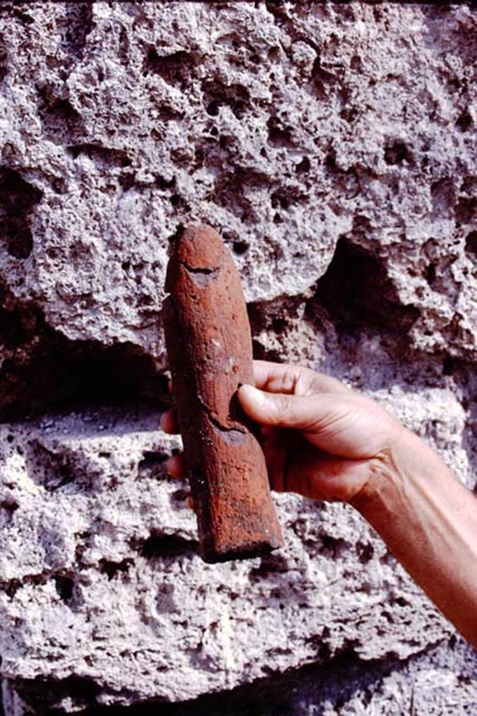 III.7 Pompeii. 1976. The larger red phallus. Photo by Stanley A. Jashemski.
Source: The Wilhelmina and Stanley A. Jashemski archive in the University of Maryland Library, Special Collections (See collection page) and made available under the Creative Commons Attribution-Non Commercial License v.4. See Licence and use details. J76f0441