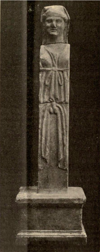 III.8.8 Pompeii.
Marble table-leg depicting a hermaphrodite, found near the west wall.
See Notizie degli Scavi di Antichità, 1905, (p. 276)