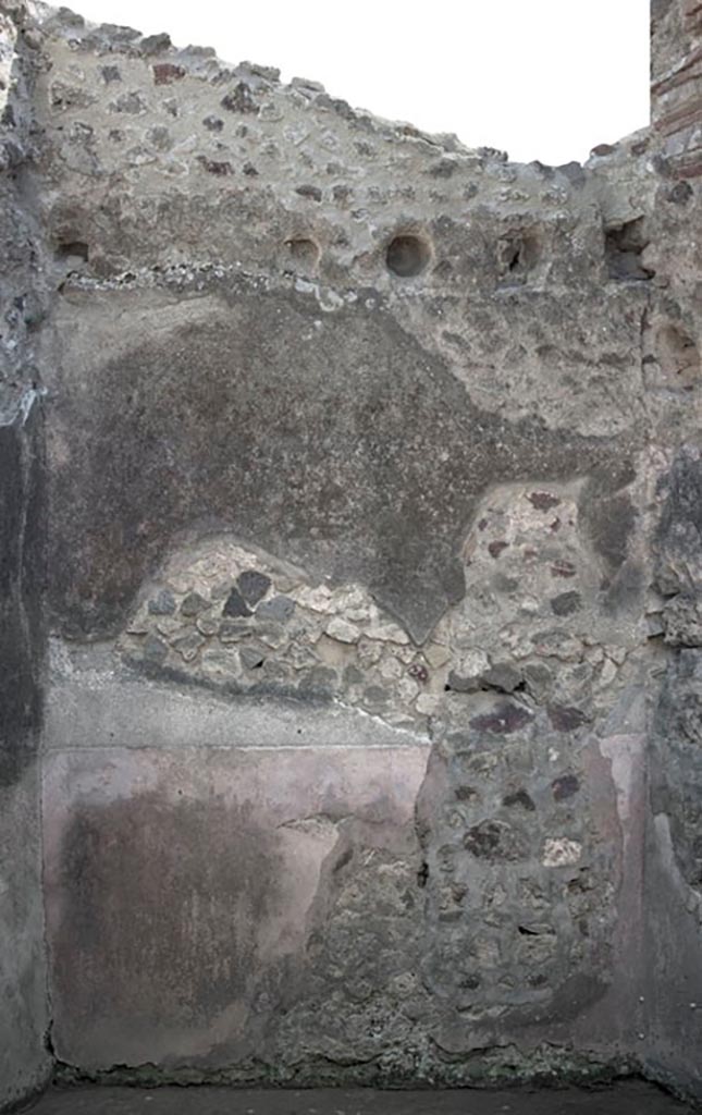 V.1.3 Pompeii. c.2012.
Room 6, south wall. Photo by Hans Thorwid.
“S wall in 2012. Restored parts of the wall photographed and merge with the lower part and floor line of earlier photos from 2005-7.”
Photo and words courtesy of the Swedish Pompeii Project.