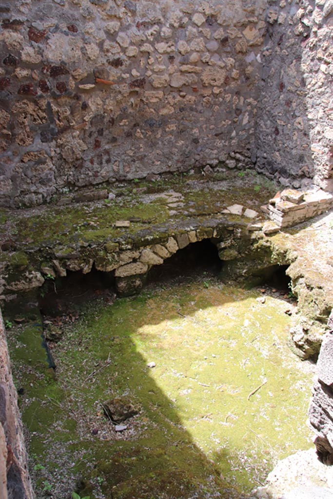 V.1.7 Pompeii. May 2024.
Room “l” (L), looking west across flooring at base of south wall, from doorway. Photo courtesy of Klaus Heese.