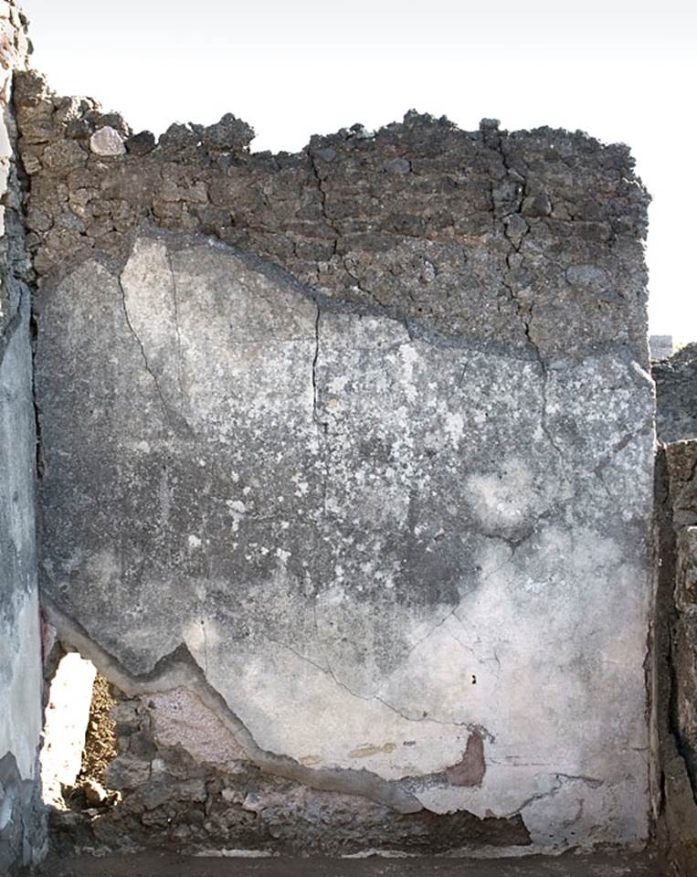 V.1.15 Pompeii. 2006.
East wall of cubiculum, before restoration. Photo by Hans Thorwid.
Photo courtesy of the Swedish Pompeii Project.