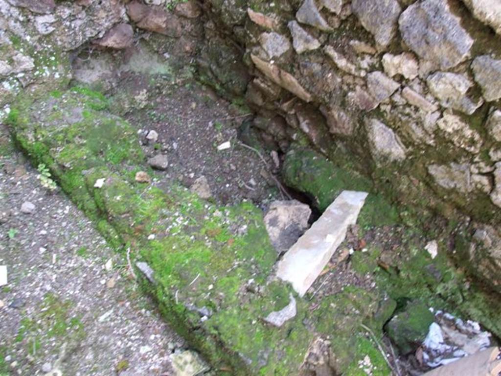 V.1.15 Pompeii. April 2009. South-west corner of kitchen, with latrine.