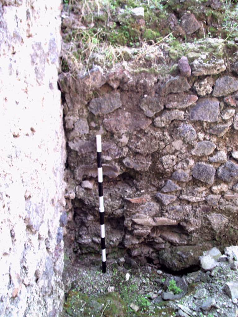 V.1.15 Pompeii. September 2009.
Looking towards west wall in south-west corner of kitchen/latrine. Photo courtesy of Jared Benton.