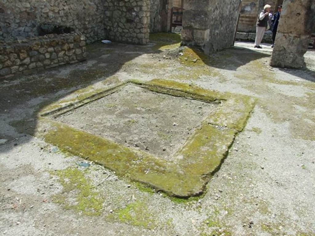 V.1.15 Pompeii. April 2009. Impluvium in Atrium. Looking west towards entrance.