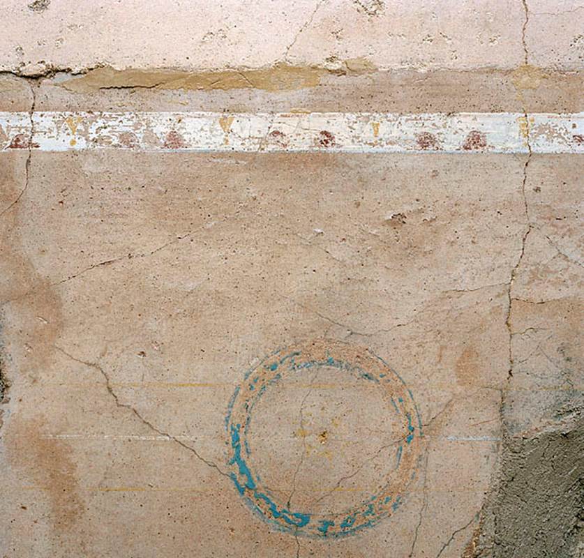 V.1.18 Pompeii. 2012.
Room “p”, oecus, detail from zoccolo (socle) on north wall. Photo by Hans Thorwid.
Photo courtesy of The Swedish Pompeii Project.