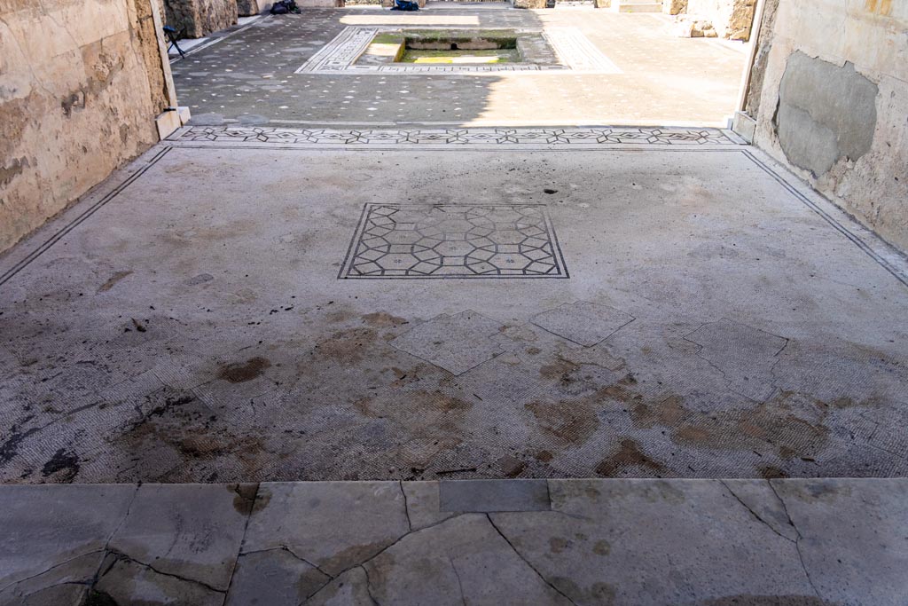 V.1.26 Pompeii. October 2023. Room “i”, looking west across flooring in tablinum. Photo courtesy of Johannes Eber.