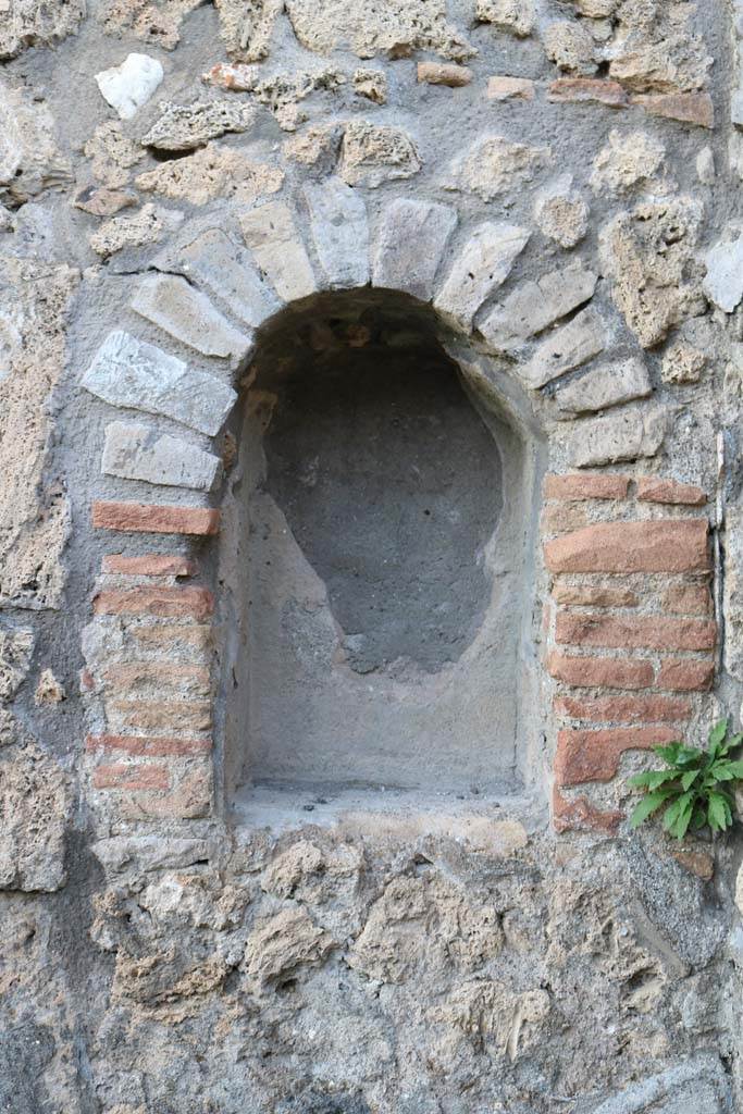 V.2.4, Pompeii. December 2018.
Detail of arched niche on east side of doorway. Photo courtesy of Aude Durand.