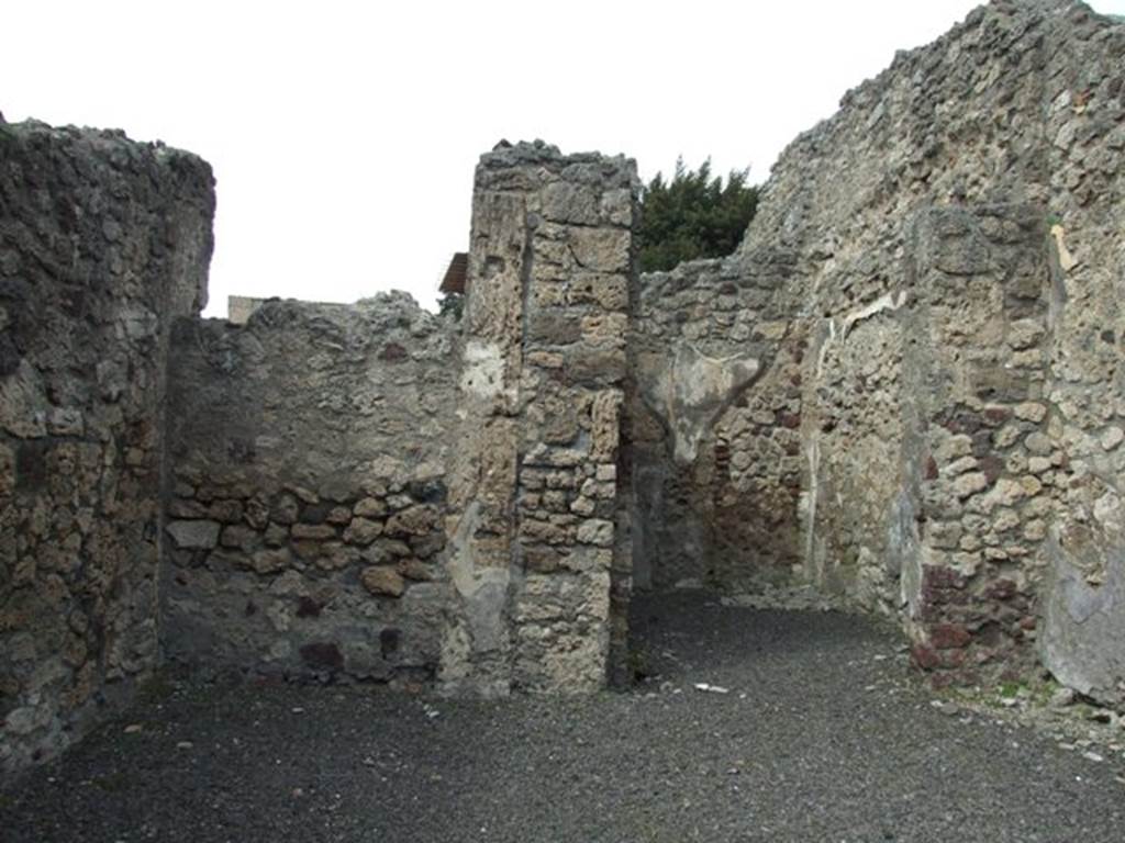 V.2.12 Pompeii. March 2009. North wall of shop, and rear room.