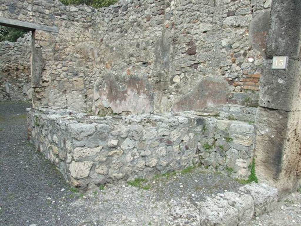 V.2.13 Pompeii, March 2009. Podium or bar counter.