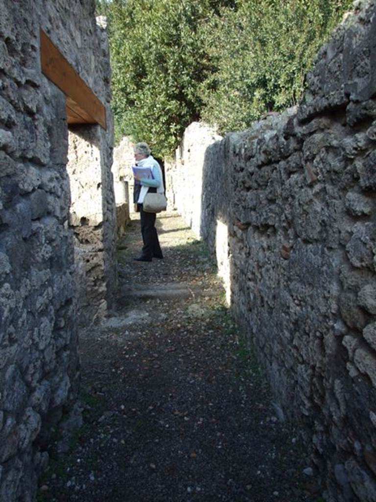V.2.15 Pompeii. December 2007. Room 3, corridor leading to peristyle. Entrance doorway to room 4 is on left hand side.