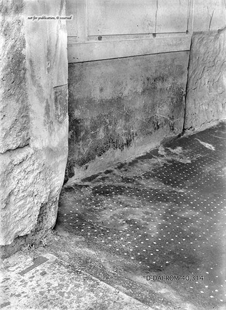V.2.h Pompeii. 1938 photo of the mosaic floor of cubiculum ‘g’.
DAIR 40.314. Photo © Deutsches Archäologisches Institut, Abteilung Rom, Arkiv.
See http://arachne.uni-koeln.de/item/bauwerksteil/3379