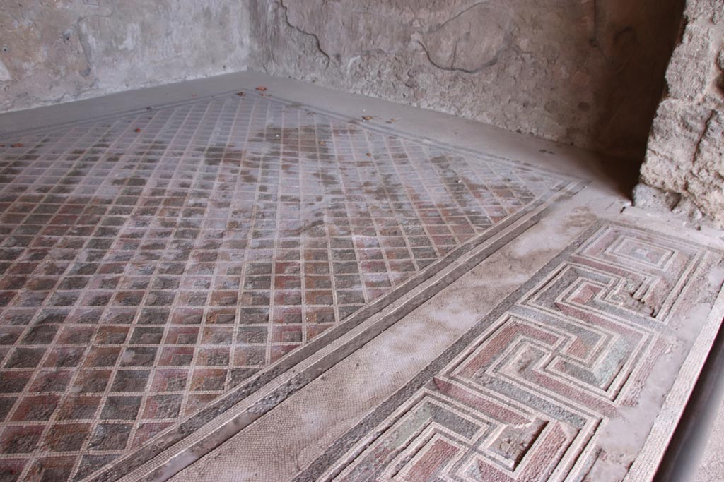V.2.i Pompeii. October 2023. Room 24, looking north-east across mosaic floor from doorway threshold. Photo courtesy of Klaus Heese.