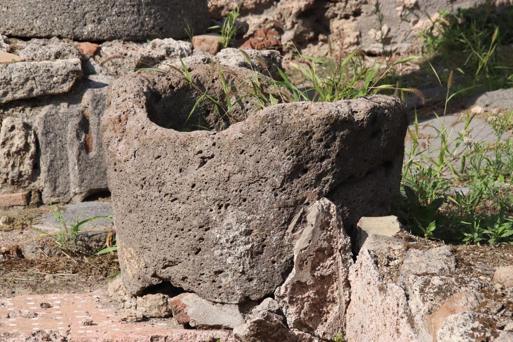 V.3.8 Pompeii. October 2023. Remains of mill. Photo courtesy of Klaus Heese.
