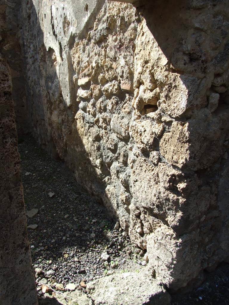 V.3.8 Pompeii. March 2009. Doorway and north wall of front room on west side of entrance corridor.