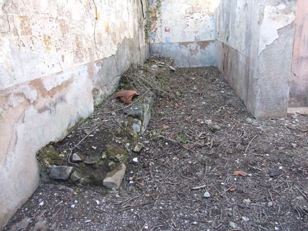 V.3.10 Pompeii. March 2009. Narrow raised planting bed built against the rear wall of the garden.