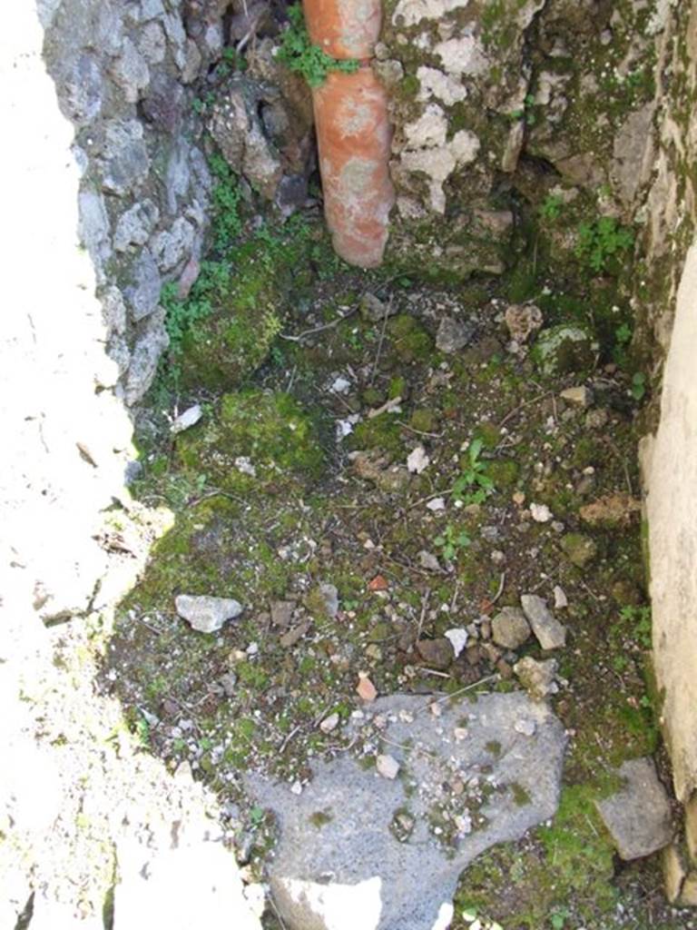 V.3.10 Pompeii. March 2009. Latrine, with downpipe in south wall.