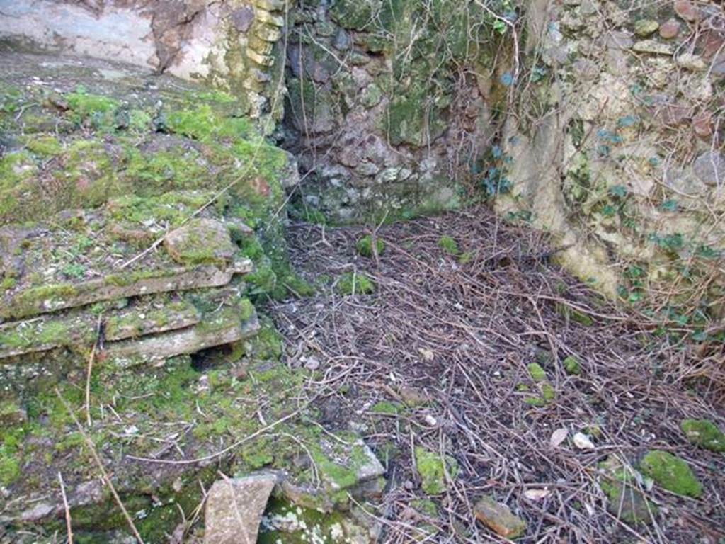 V.3.11 Pompeii. March 2009. West side of Aedicula Nymphaeum, site of couch of Biclinium.