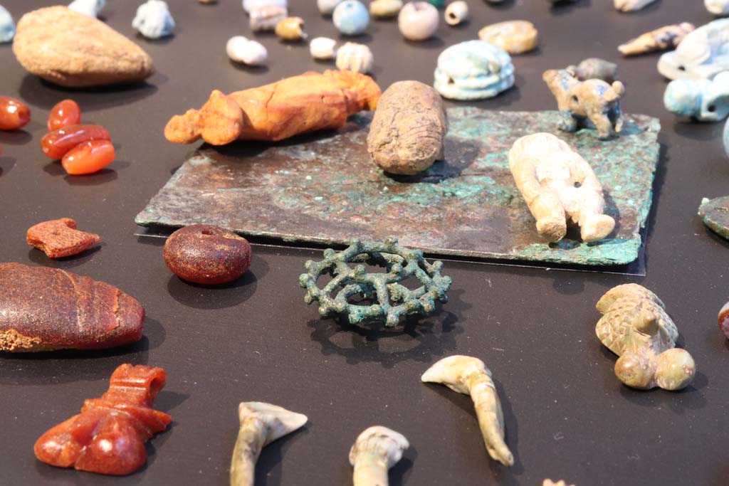 V.3 Pompeii. Casa del Giardino. February 2021. Items found, now on display in Antiquarium.
Photo courtesy of Fabien Bièvre-Perrin (CC BY-NC-SA).