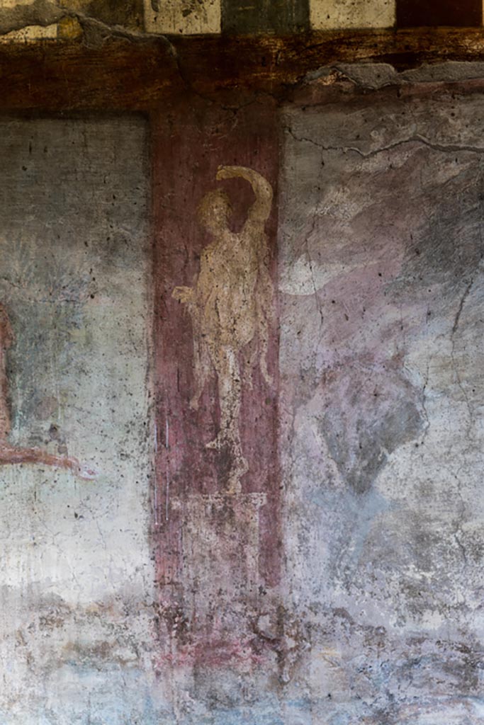 V.4.a Pompeii. January 2023.
Centre of east wall, detail of figure separating panels. Photo courtesy of Johannes Eber.