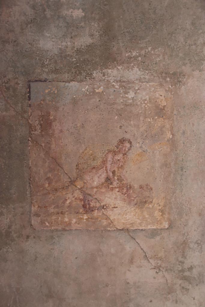 V.4.a Pompeii. October 2023.
Room ‘s’, west wall with painting of Pyramus and Thisbe. Photo courtesy of Klaus Heese.