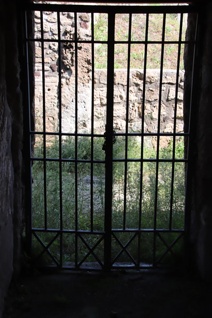 V.4.11/V.4.a Pompeii. October 2023.
Looking east to vicolo from rear doorway at V.4.11. Photo courtesy of Klaus Heese.