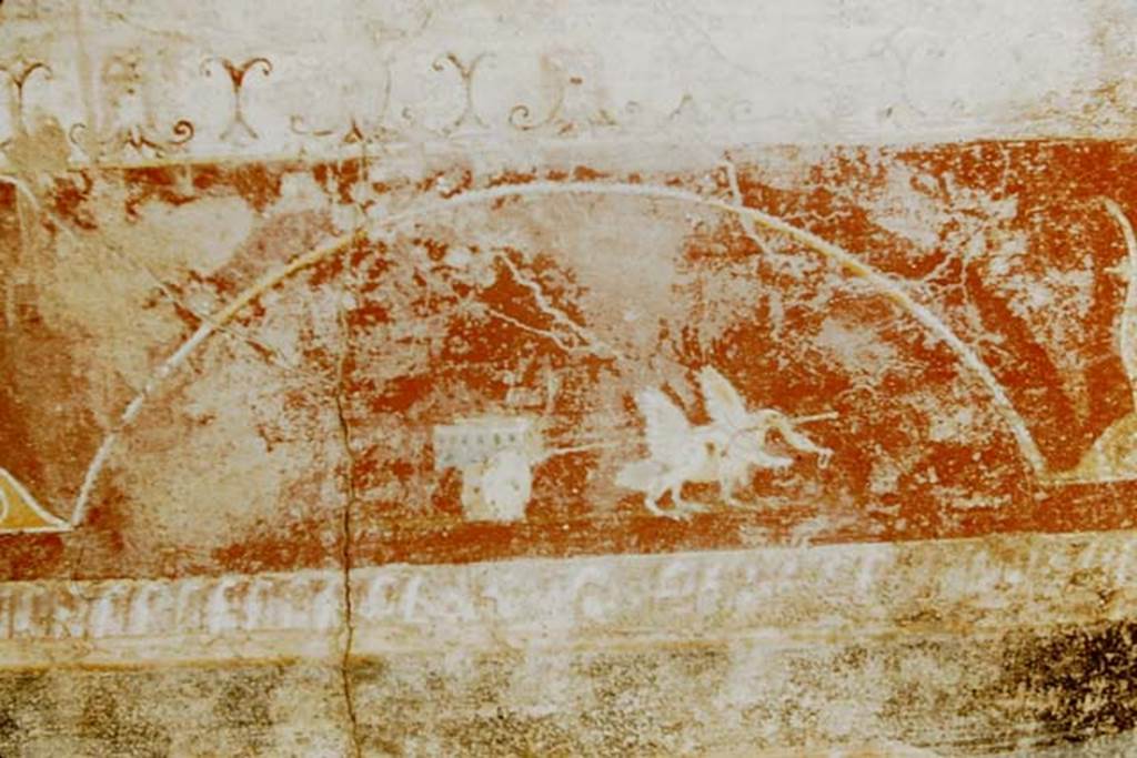 V.4.a Pompeii. 1957. Tablinum, north wall, east end. Swans pulling a chariot. Photo by Stanley A. Jashemski
Source: The Wilhelmina and Stanley A. Jashemski archive in the University of Maryland Library, Special Collections (See collection page) and made available under the Creative Commons Attribution-Non Commercial License v.4. See Licence and use details.
J57f0281