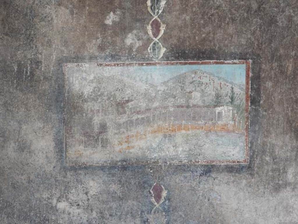 V.4.a Pompeii. May 2015. South wall of tablinum. Detail of wall painting of villa.
Photo courtesy of Buzz Ferebee.