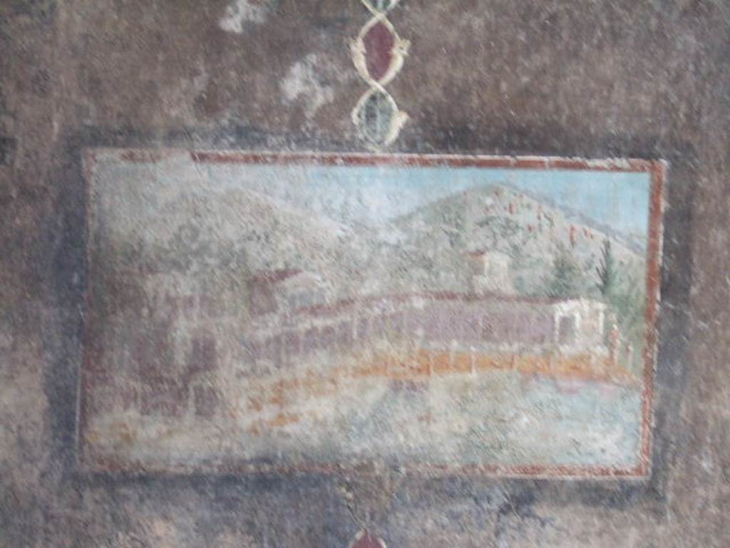 V.4.a Pompeii. December 2005. South wall of tablinum. Detail of wall painting of villa.