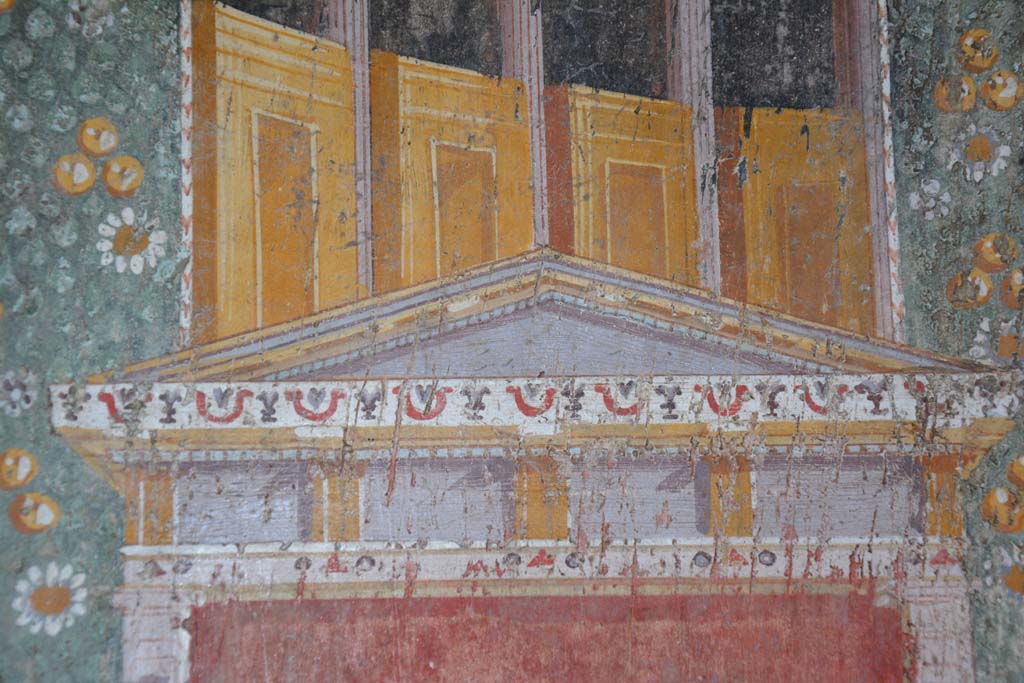 V.4.a Pompeii. March 2018.
Room ‘h’, painted detail from the upper part of the separating panel on east end of south wall.
Foto Annette Haug, ERC Grant 681269 DÉCOR.