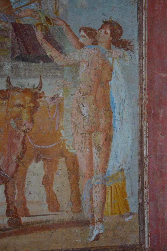 V.4.a Pompeii. March 2018. Room ‘h’, detail from central painting on south wall of tablinum.
Foto Annette Haug, ERC Grant 681269 DÉCOR.