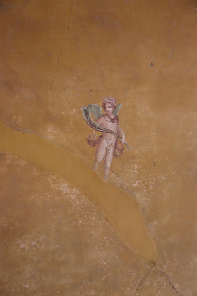 V.4.a Pompeii. October 2023.
Room ‘i’, figure at west end of north wall of cubiculum. Photo courtesy of Klaus Heese.