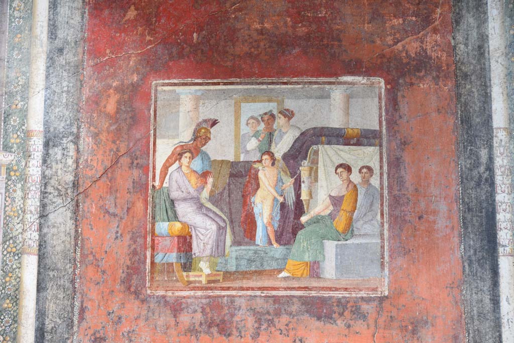 V.4.a Pompeii. March 2018. Room ‘h’, central wall painting on north wall, the wedding of Mars and Venus.
Foto Annette Haug, ERC Grant 681269 DÉCOR.