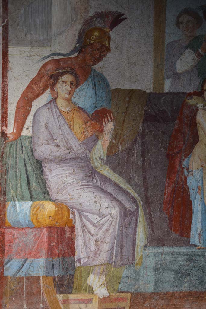 V.4.a Pompeii. March 2018.
Room ‘h’, detail of Mars and Venus from central panel of north wall of tablinum
Foto Annette Haug, ERC Grant 681269 DÉCOR.