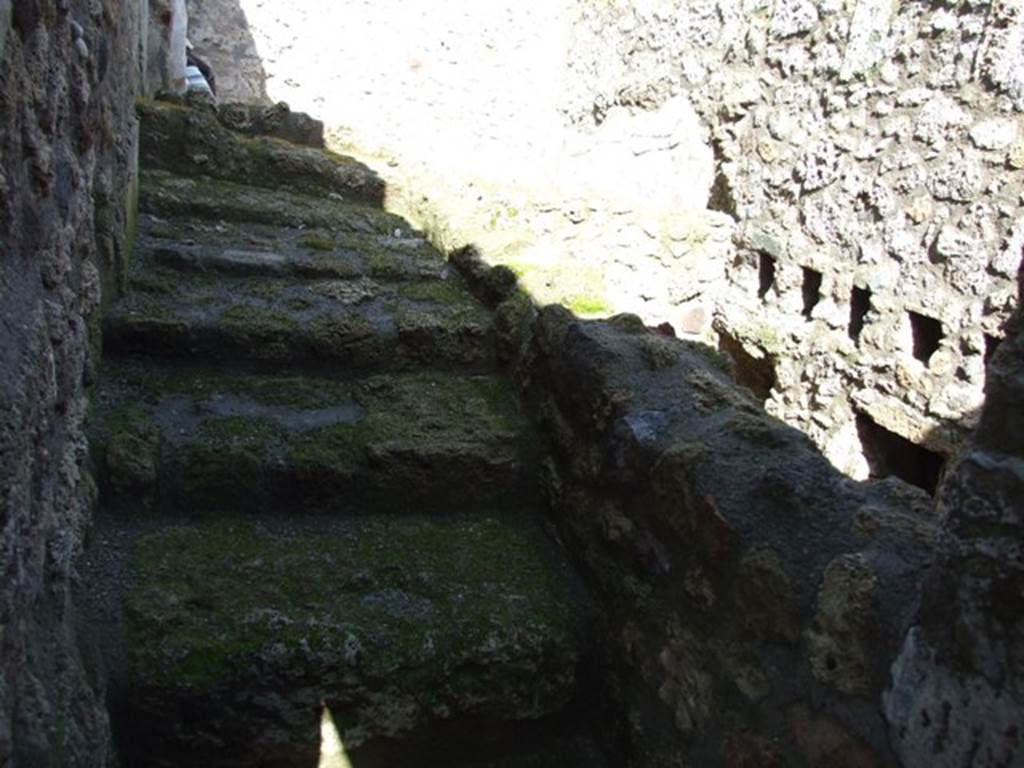 V.5.3 Pompeii. March 2009. Room 3. Upper part of stairs to higher floor.