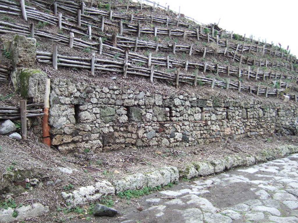 V.6.5? Pompeii. December 2005. East side of Via del Vesuvio. According to CTP, there may or may not be additional entrances along this façade. See Van der Poel, H. B., 1986. Corpus Topographicum Pompeianum, Part IIIA. Austin: University of Texas. (p.82-3)
