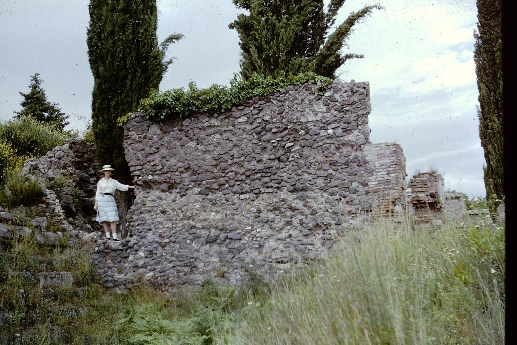 VI.1.1 Pompeii. 1961. Looking east to entrance doorway to inn or dwelling. Photo by Stanley A. Jashemski.
Source: The Wilhelmina and Stanley A. Jashemski archive in the University of Maryland Library, Special Collections (See collection page) and made available under the Creative Commons Attribution-Non Commercial License v.4. See Licence and use details.
J61f0449