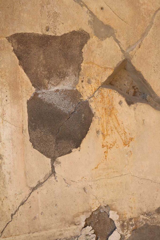 VI.1.6, Pompeii. December 2018.
Looking towards north wall and detail of remains of central painting. Photo courtesy of Aude Durand.
