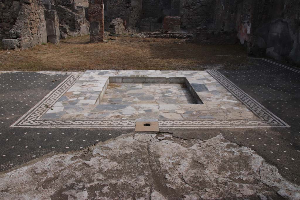 VI.1.7 Pompeii. September 2021. Looking east across impluvium in atrium. Photo courtesy of Klaus Heese.