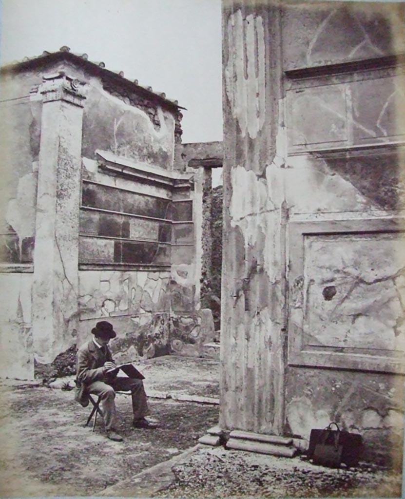 VI.2.4 Pompeii. Old undated photograph of 1870s. Ala on north side of atrium, taken from the tablinum.
Courtesy of Society of Antiquaries. Fox Collection.