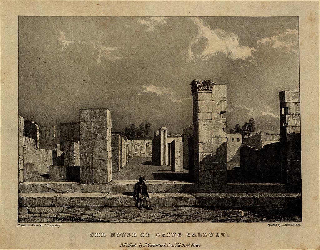 VI.2.4 Pompeii. c.1828. Looking towards entrance doorway on Via Consolare. Drawing by William Light.
See Harding, J., 1828. Views of Pompeii after drawings by William Light. London: Carpenter, (No. IX).
