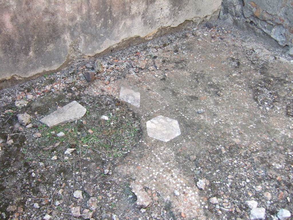 VI.2.12 Pompeii. September 2005. Room 7 cubiculum, decorative floor with remains of marble inserts.