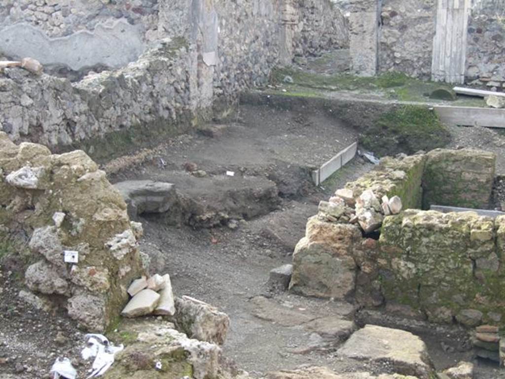 VI.2.19 Pompeii. December 2007. Looking south-west across excavations to a lower level, under the atrium floor.