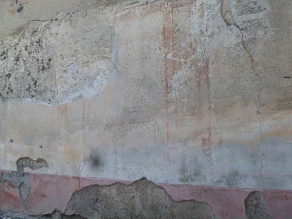 VI.2.22 Pompeii. May 2011. Remaining painted wall decoration from north wall of atrium.