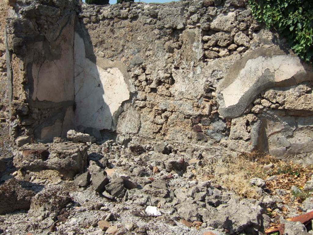 VI.2.28 Pompeii. September 2005. North wall of triclinium on north side of entrance corridor.