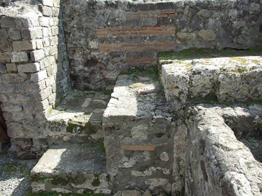 VI.3.3 Pompeii. March 2009. Room 8, South west corner. Steps at side of water trough or basin.