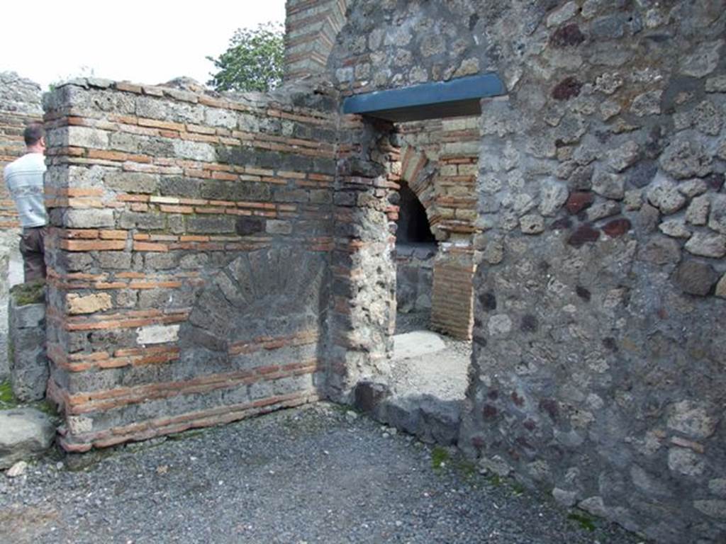 VI.3.3 Pompeii. March 2009. Small Doorway to Room 5, Storeroom, in south wall of Room 4.