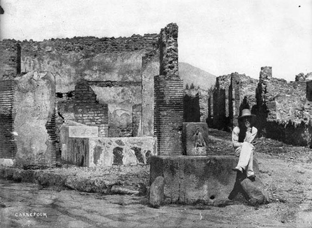 VI.3.20 Pompeii. 1851. Looking north towards the bar.
Photo by Alfred-Nicolas Normand titled Carrefour de Fortunata (Crossroads of Fortunata).
Photo Ministère de la Culture (France), Médiathèque de l'architecture et du patrimoine, dist. RMN-GP.